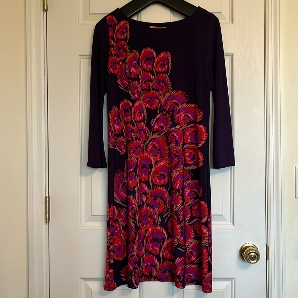 Eliza J Dress, size 6, peacock pattern